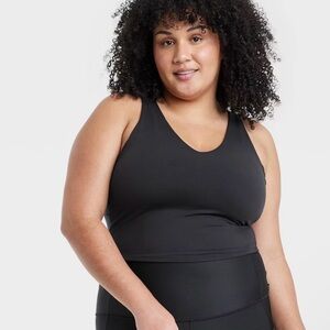 Plus size Flex Light Support V-Neck Cropped Sports Bra All In Motion Black 2X